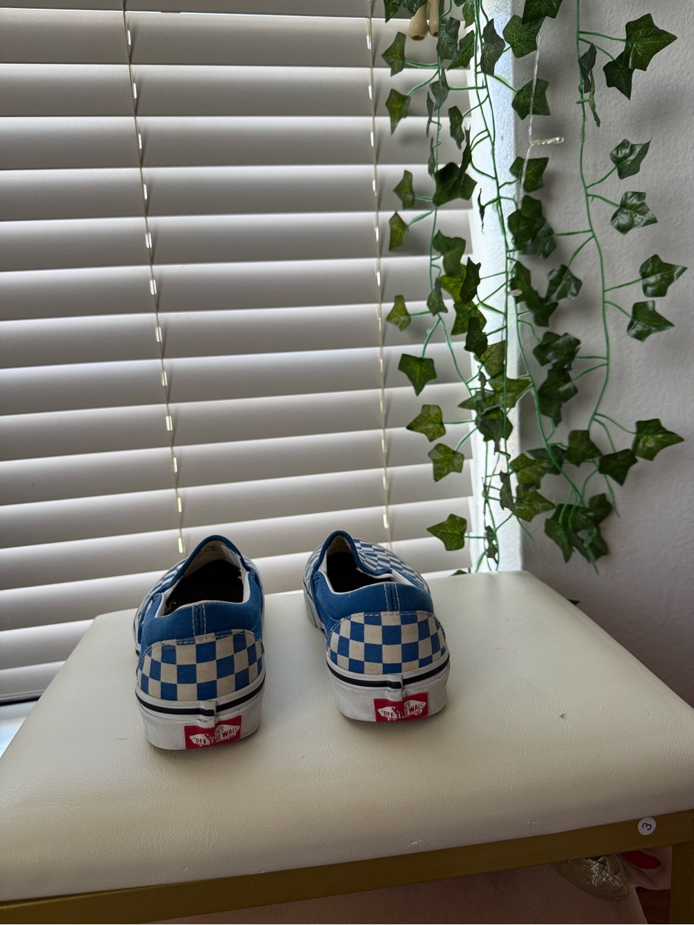 Vans Blue & White Checkerboard Slip-On Sneakers - Picture 4 of 6